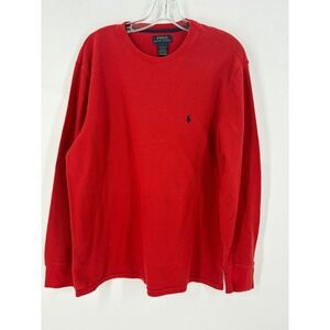 Polo Ralph Lauren Mens Red Waffle Knit‎ Long Sleeve Crew Neck T Shirt XL